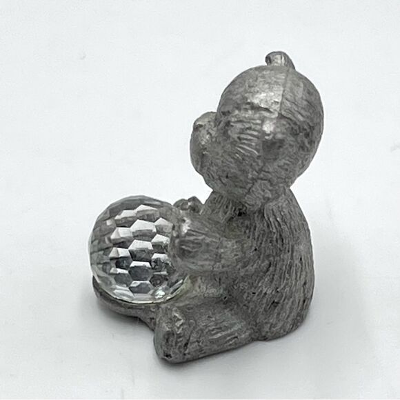 Vintage Spoontiques Pewter 1" Teddy Bear Figurine Crystal Ball Miniature CM311 - Picture 4 of 7